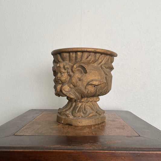 Wooden Pedestal with Angel Motif – 18th Century, France