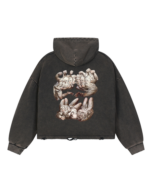 William Blake Art Vintage Washed Frayed-Hem Hoodie