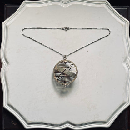 Silver Armillary Sphere Pendant – 1970s, England