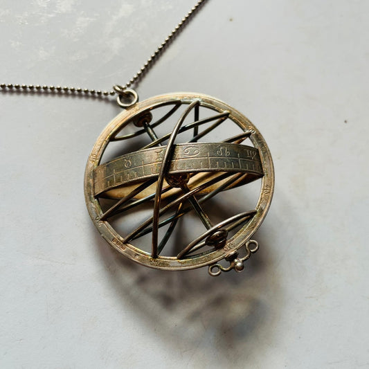 Silver Armillary Sphere Pendant – 1970s, England