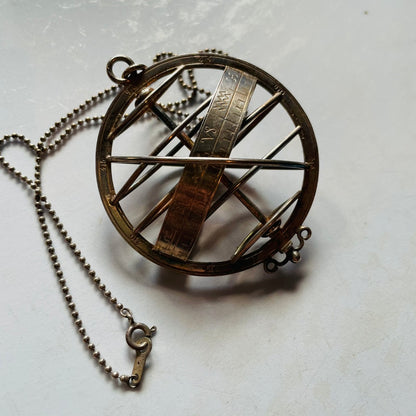 Silver Armillary Sphere Pendant – 1970s, England
