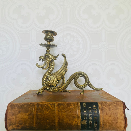 19th-Century Bronze Dragon Candlestick, Germany