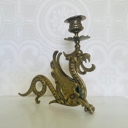 19th-Century Bronze Dragon Candlestick, Germany