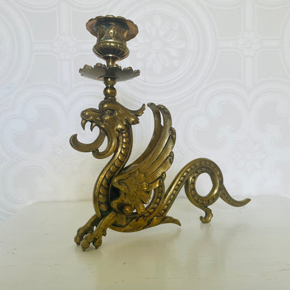 19th-Century Bronze Dragon Candlestick, Germany