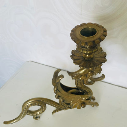 19th-Century Bronze Dragon Candlestick, Germany