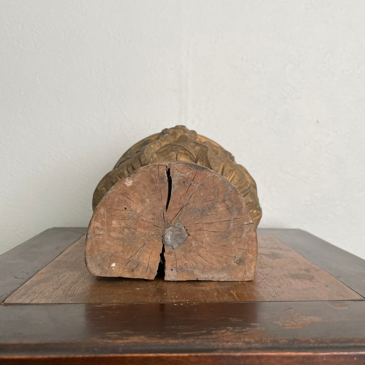 Wooden Pedestal with Angel Motif – 18th Century, France