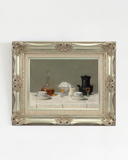 SILENCE-01 : Albert Anker - "Still Life with Coffee" Framed Art