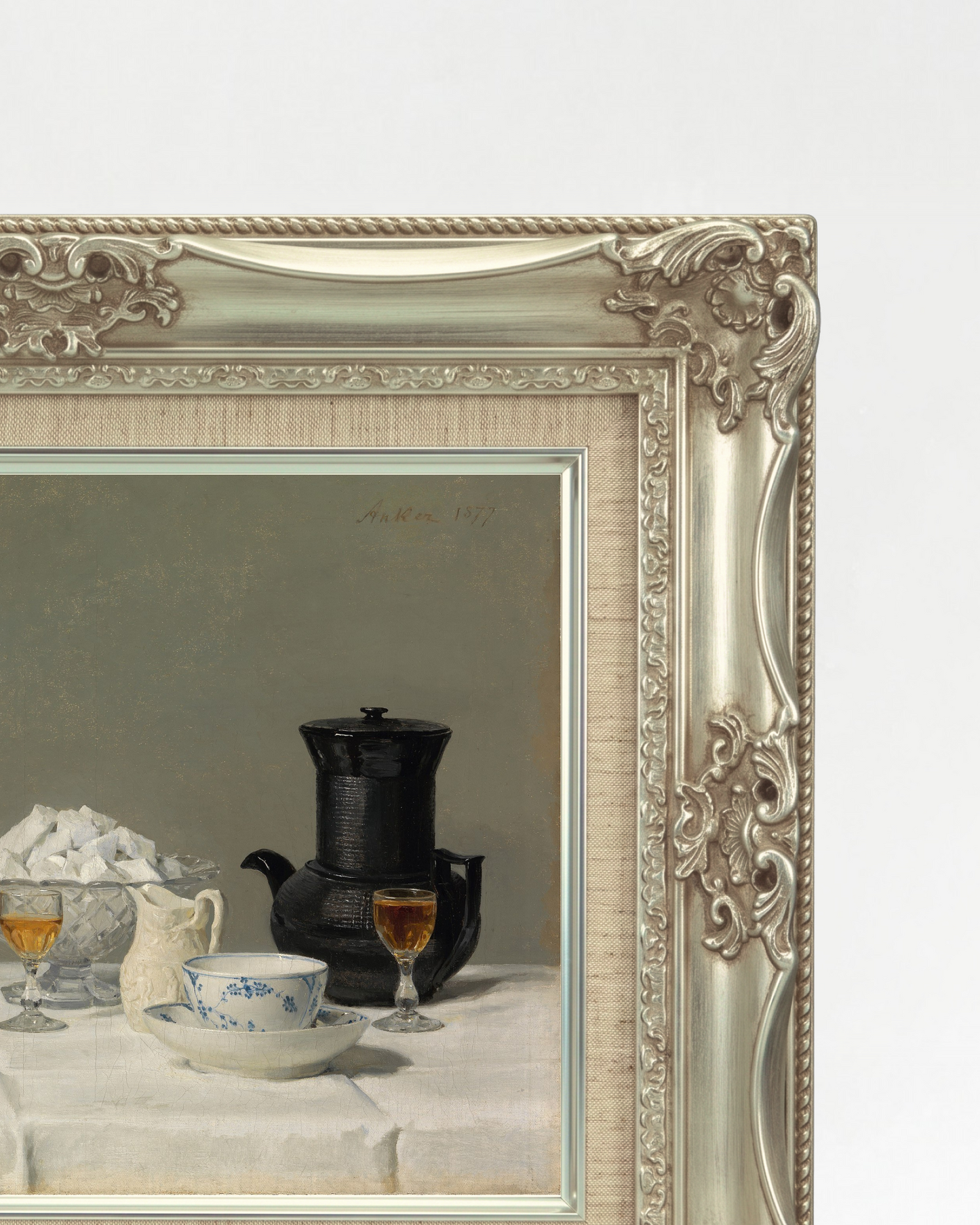 SILENCE-01 : Albert Anker - "Still Life with Coffee" Framed Art