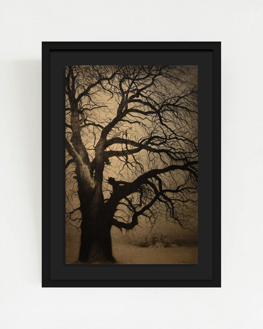 SOLITUDE-01 : Léon Spilliaert - "Boom in de winter, Brafa" Framed Art
