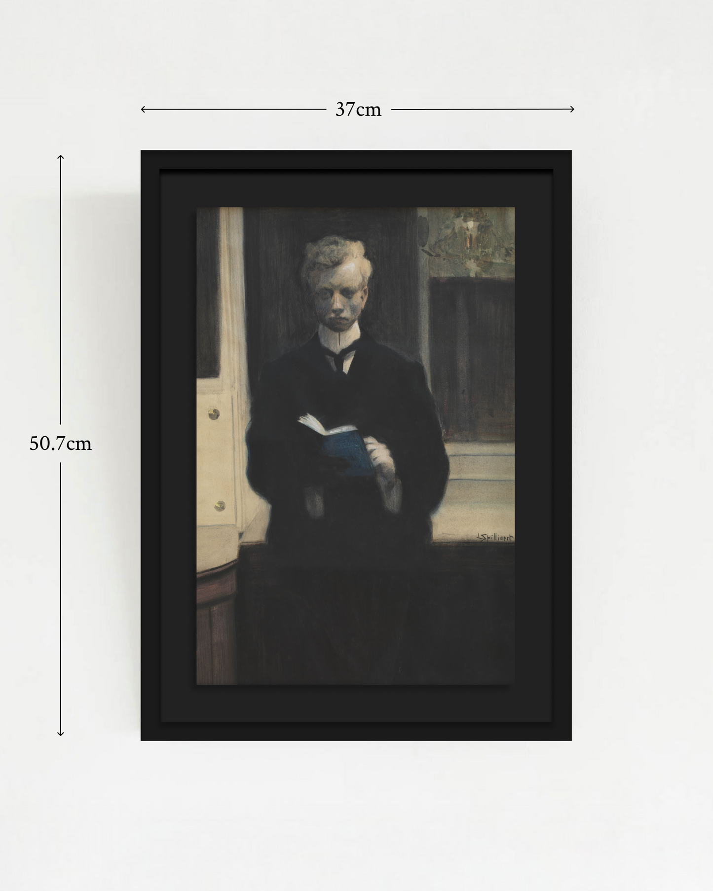 SOLITUDE-03 : Léon Spilliaert - "Self-portrait with a Blue Sketchbook" Framed Art