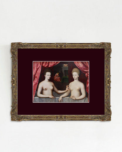 School of Fontainebleau - "Gabrielle d'Estrées et une de ses sœurs" Framed Art