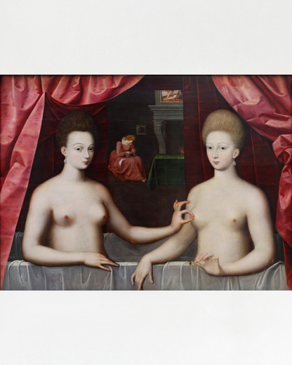 School of Fontainebleau - "Gabrielle d'Estrées et une de ses sœurs" Framed Art
