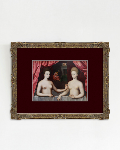 School of Fontainebleau - "Gabrielle d'Estrées et une de ses sœurs" Framed Art