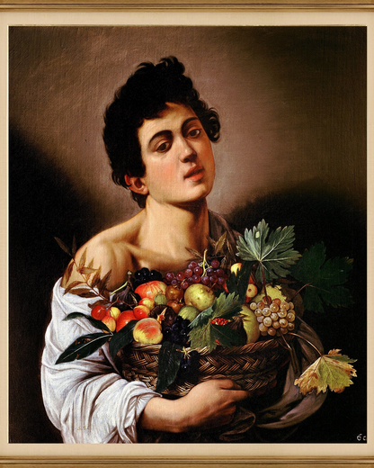 DRAMA-01 : Caravaggio - "Boy with a Basket of Fruit" Framed Art
