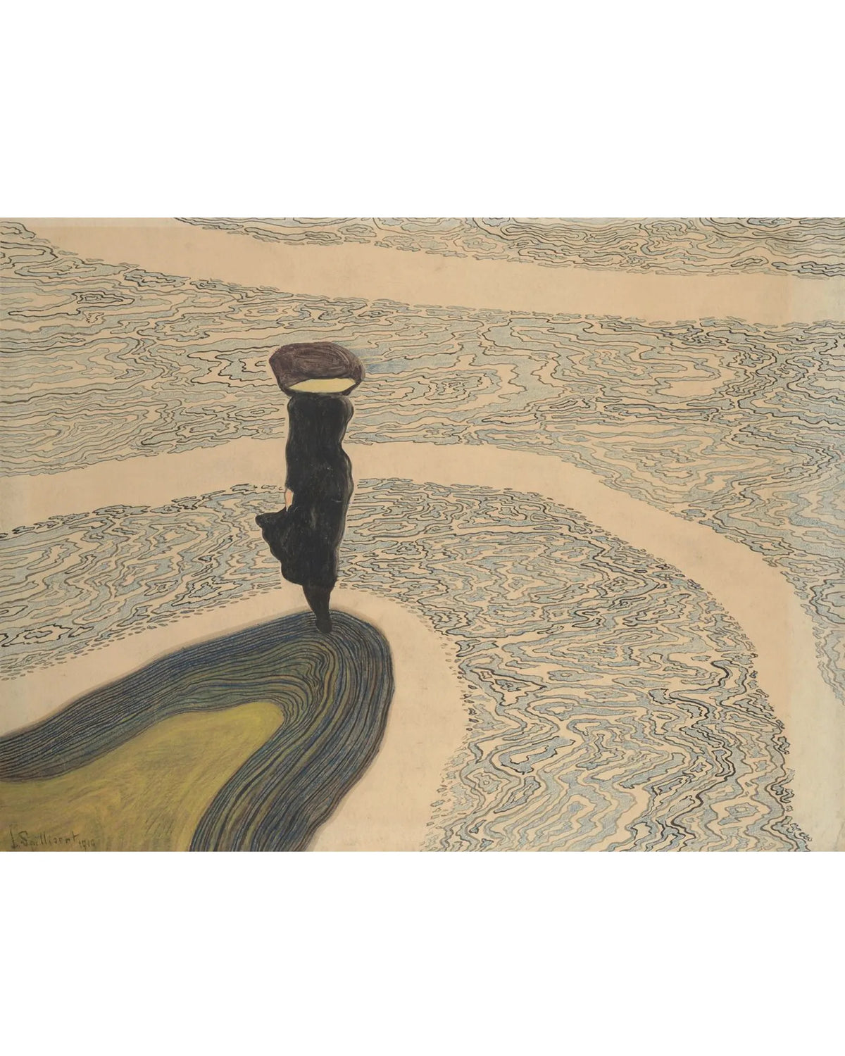Léon Spilliaert - "Woman at the Shoreline" Miniature Framed Art