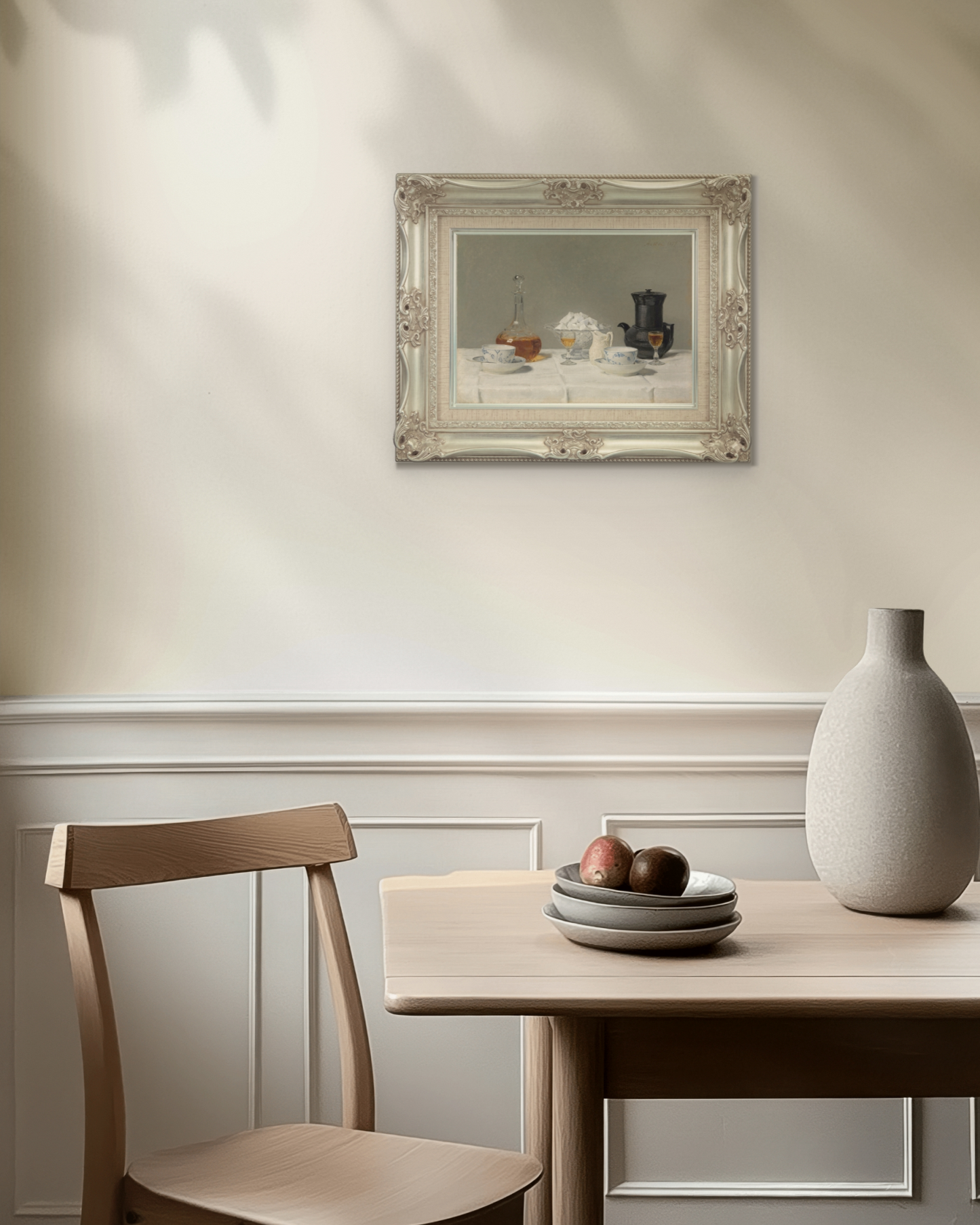 SILENCE-01 : Albert Anker - "Still Life with Coffee" Framed Art