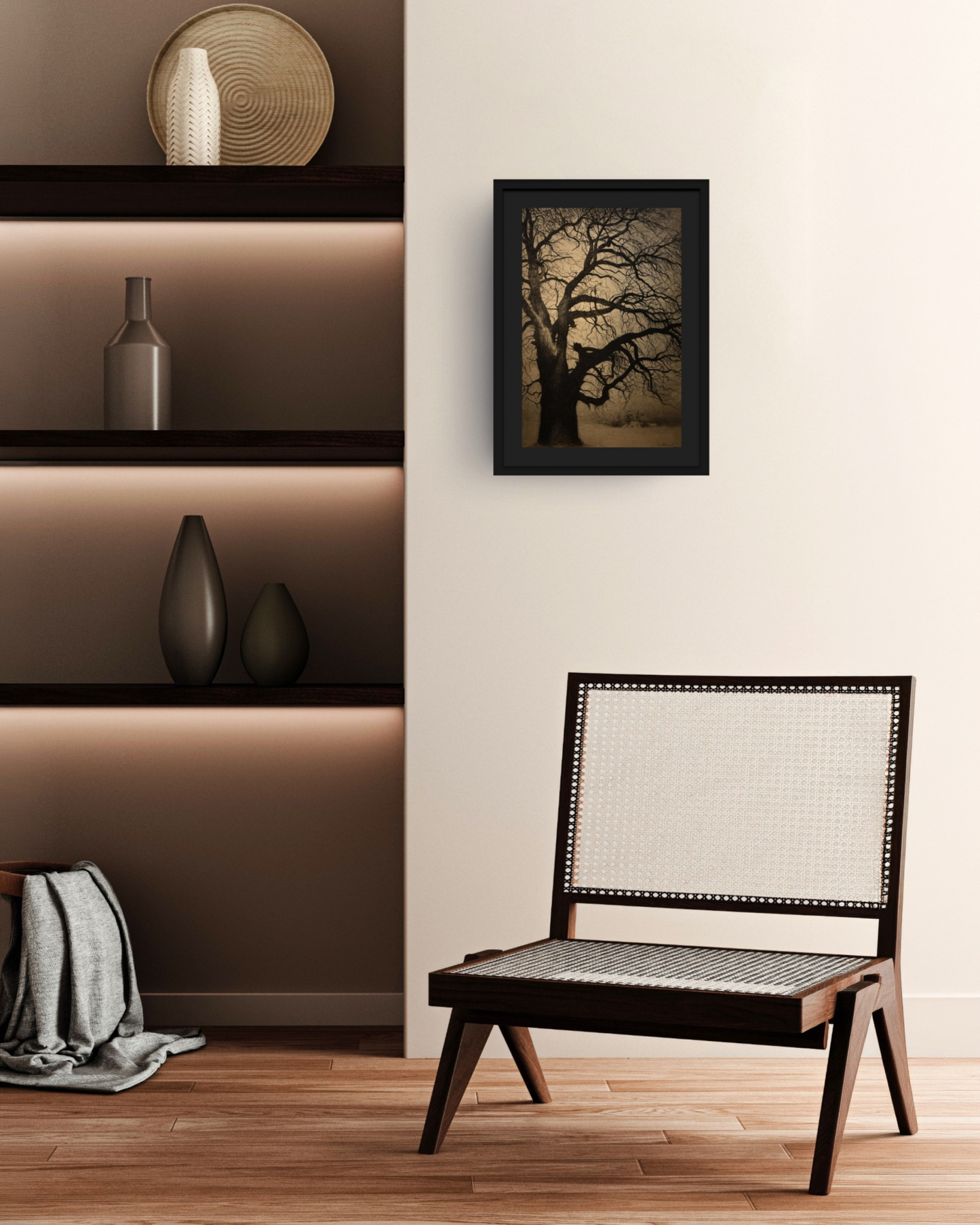 SOLITUDE-01: Léon Spilliaert - "Tree in Winter, Brafa" Framed Art