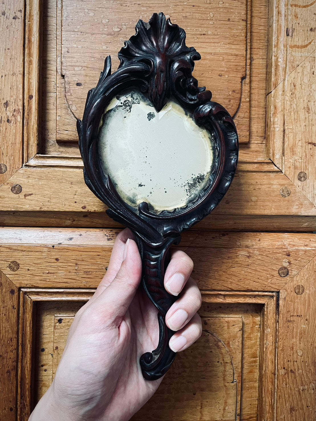 Victorian Style Rocaille Hand Mirror – Mid-19th Century, France