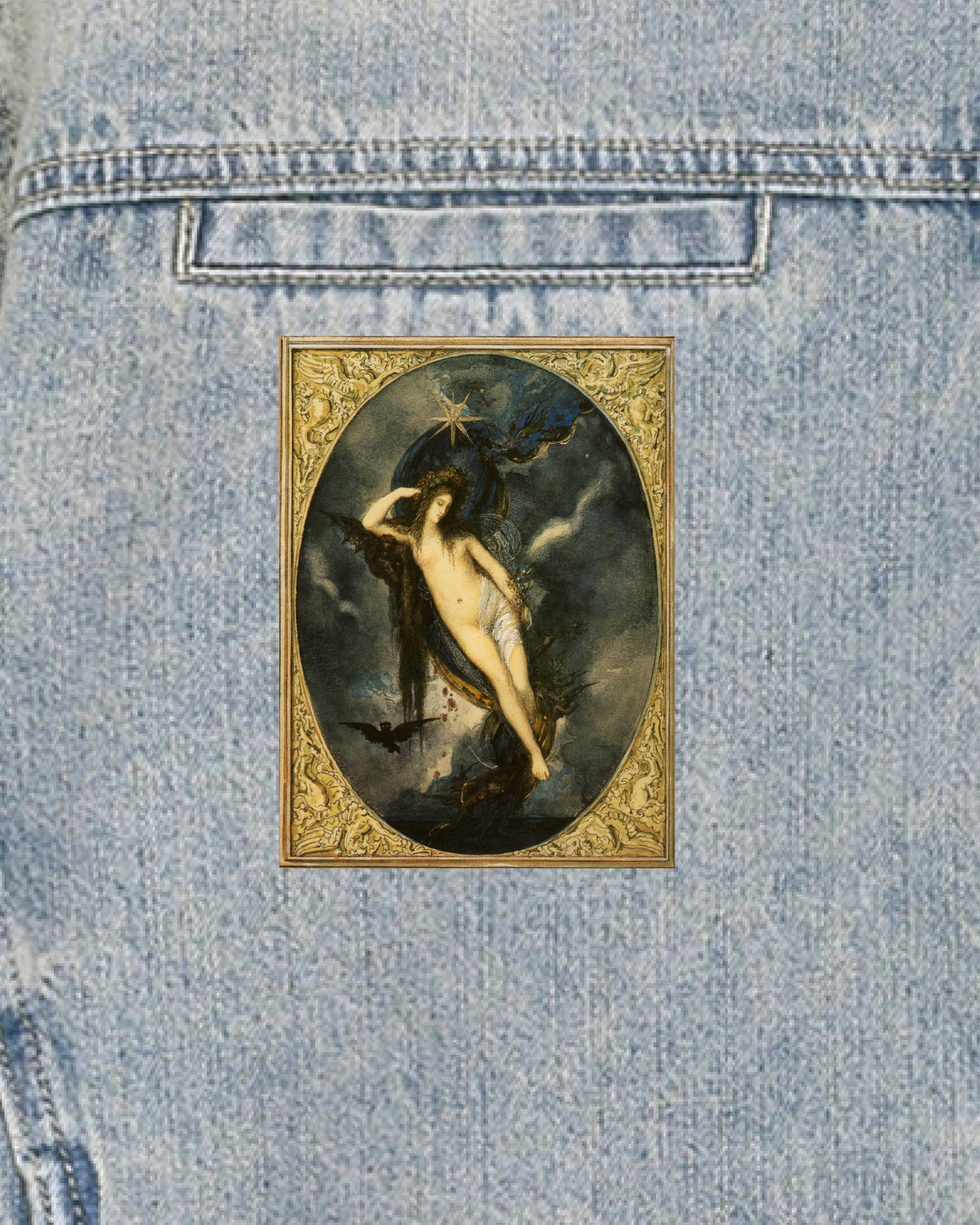 Gustav Moreau Art Vintage Wash Zip Denim Jacket