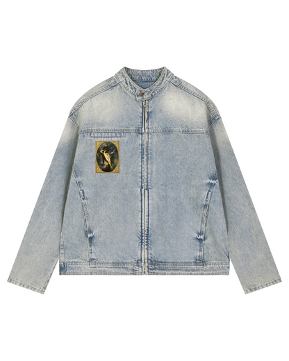 Gustav Moreau Art Vintage Wash Zip Denim Jacket
